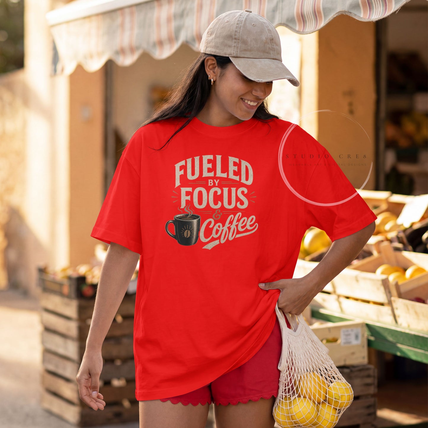 Fueled by Focus & Coffee Graphic T-Shirt | Coffee Lover Productivity Tee