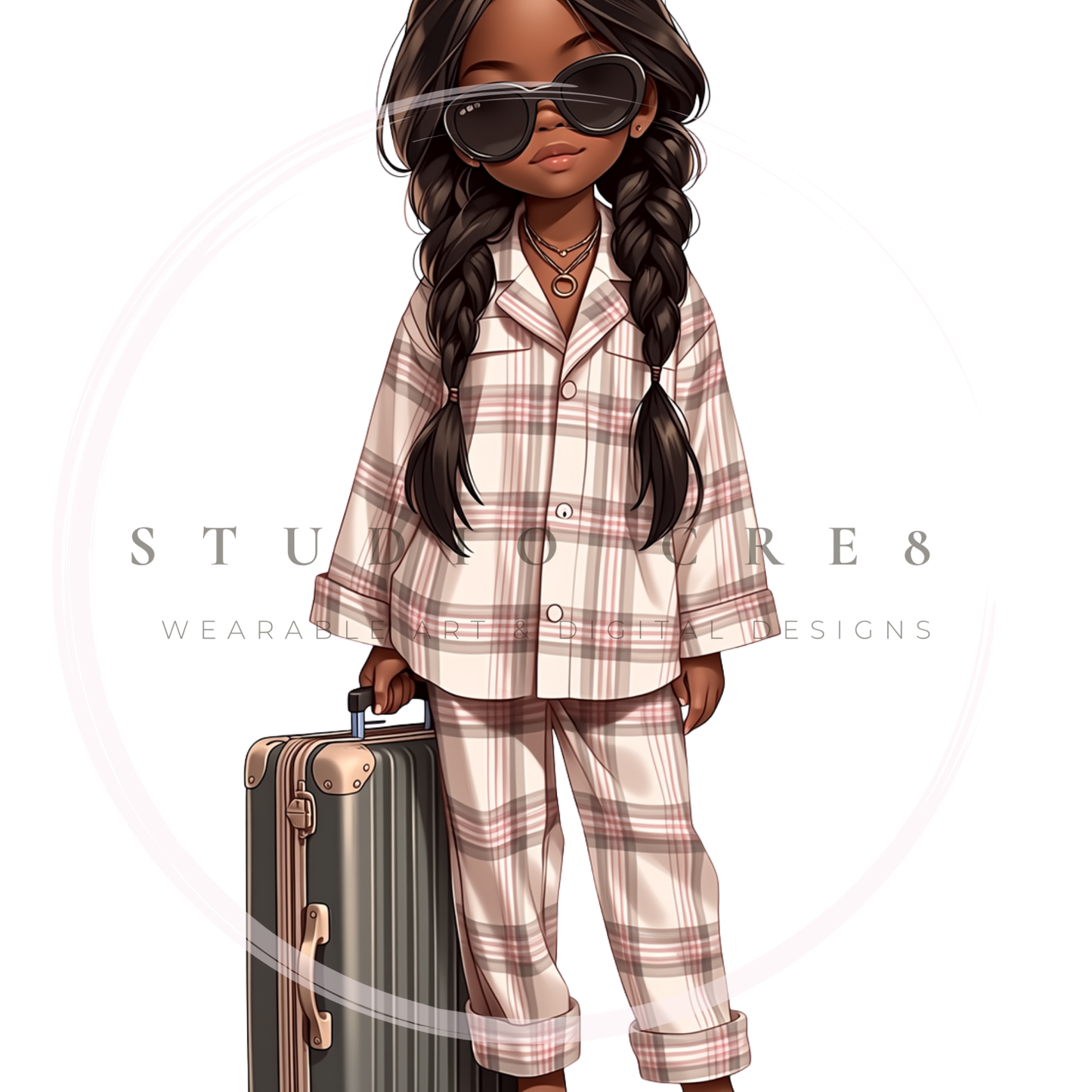 First Class Pajama Jam Girls | 14 Melanin Travel Clipart PNGs