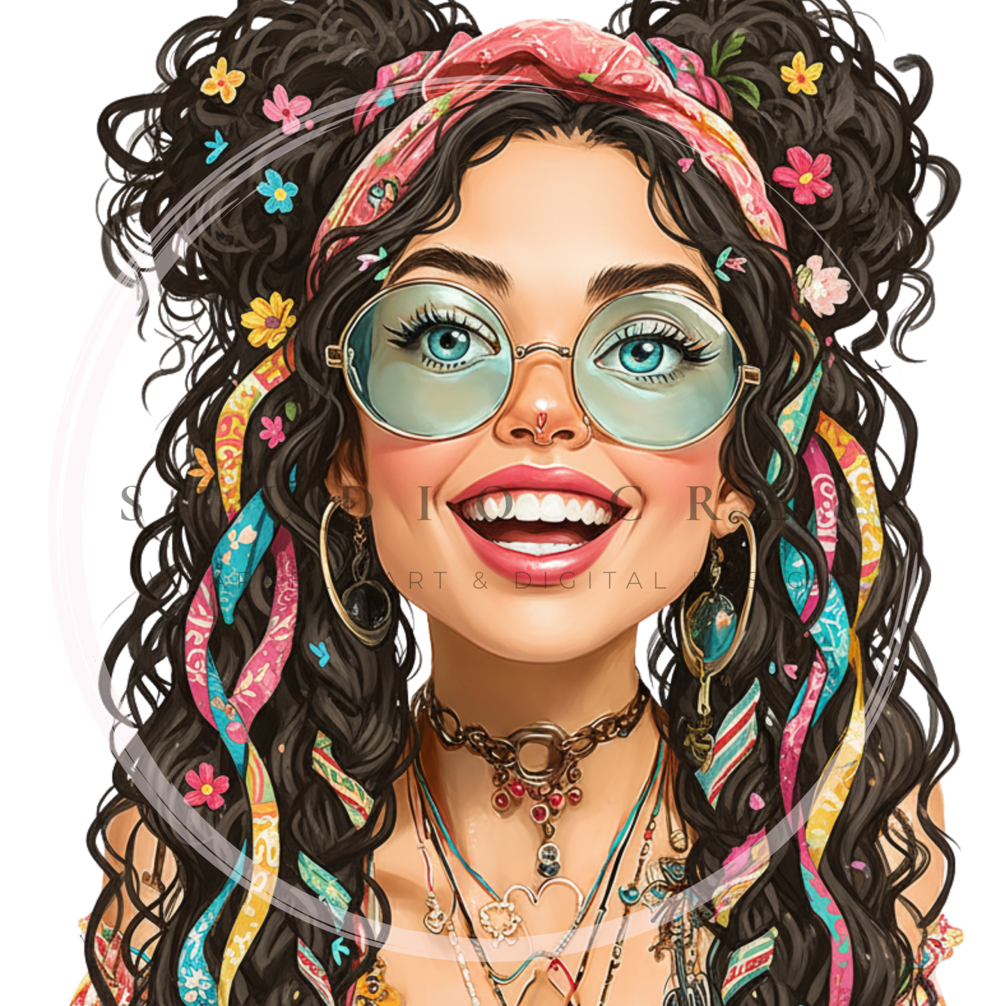 Bohemian Girl Clipart Bundle