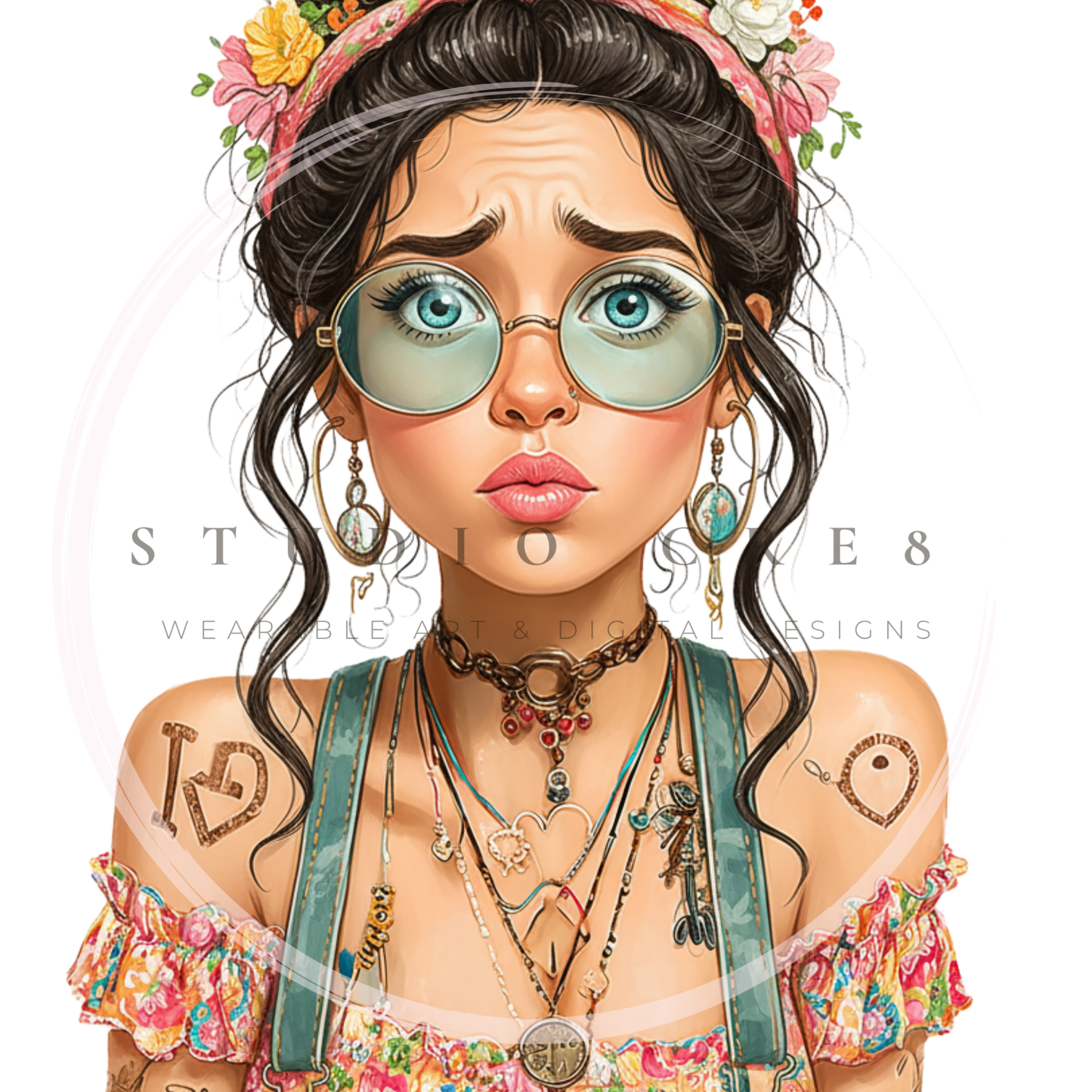 Bohemian Girl Clipart Bundle