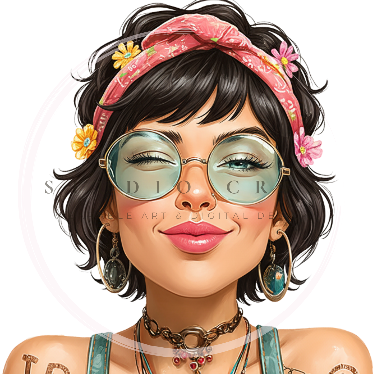 Bohemian Girl Clipart Bundle