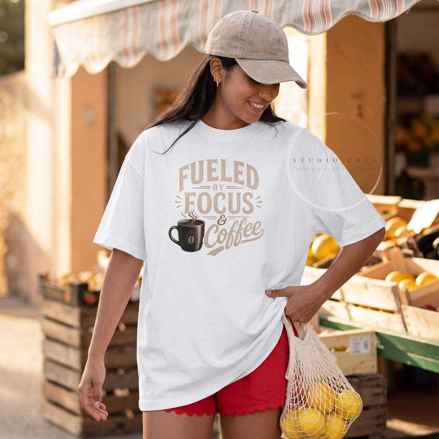 Fueled by Focus & Coffee Graphic T-Shirt | Coffee Lover Productivity Tee