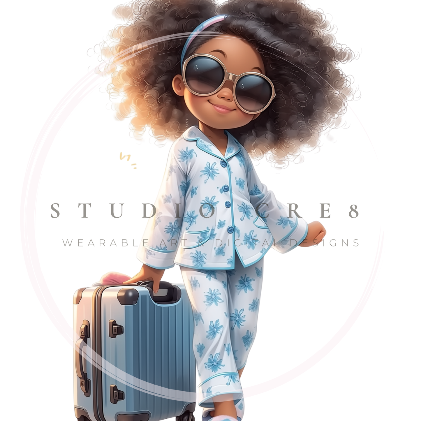 First Class Pajama Jam Girls | 14 Melanin Travel Clipart PNGs