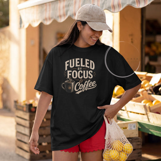Fueled by Focus & Coffee Graphic T-Shirt | Coffee Lover Productivity Tee