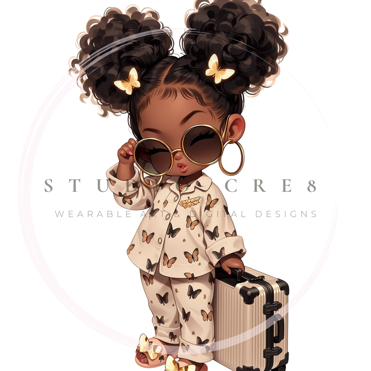 First Class Pajama Jam Girls | 14 Melanin Travel Clipart PNGs