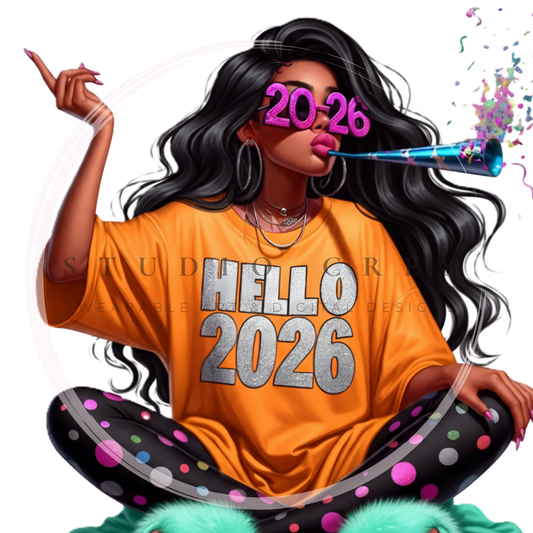 Hello 2026! Quirky New Year Clipart Dolls