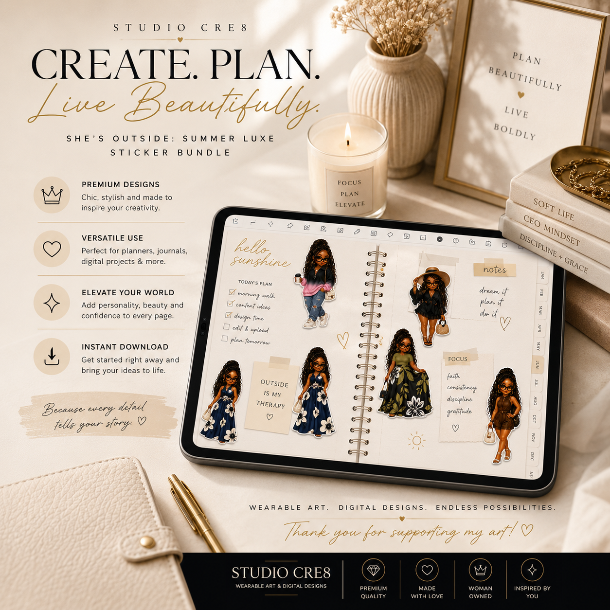 She's Outside Summer Luxe Sticker Bundle