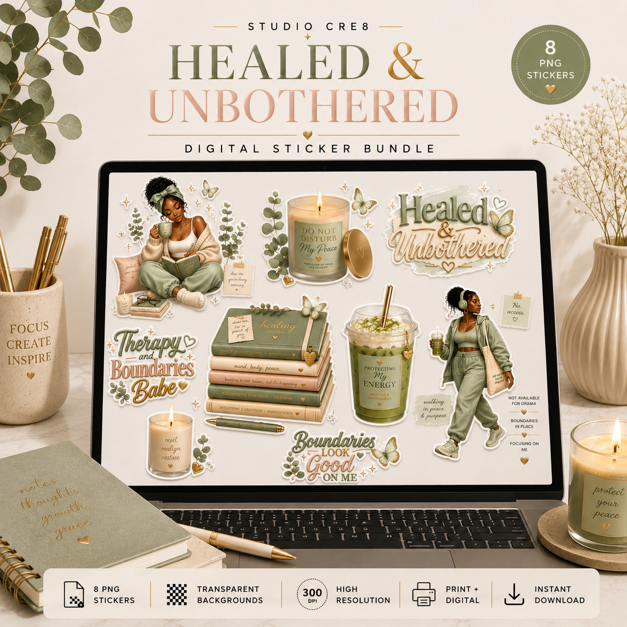 Healed and Unbothered Sticker Bundle