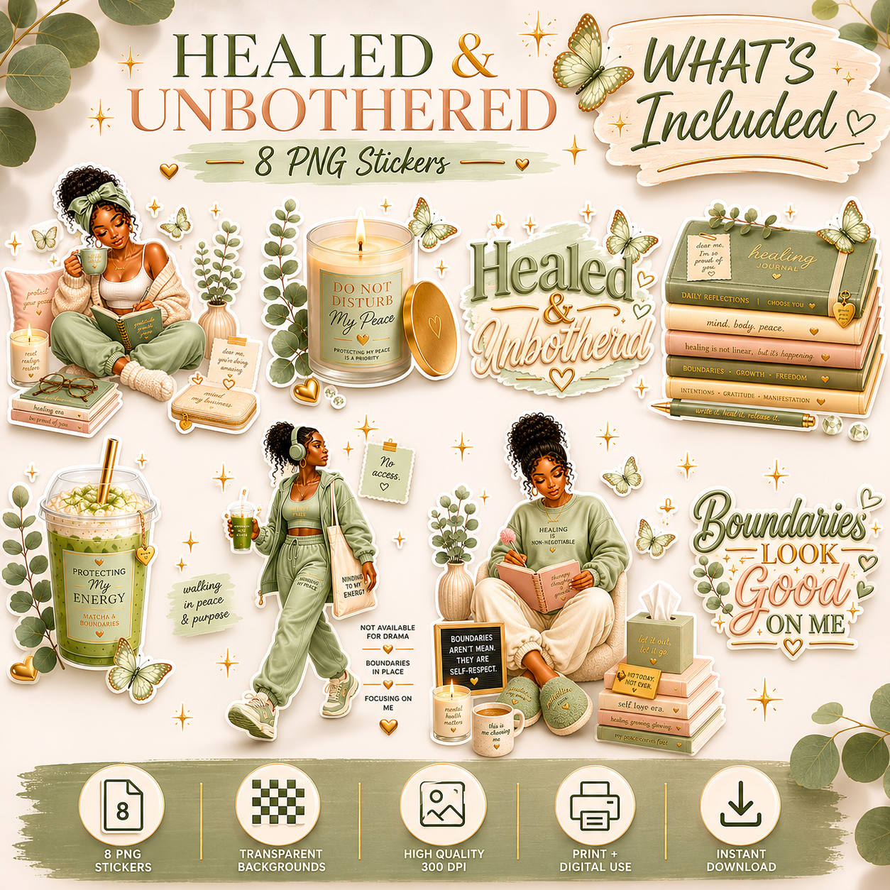 Healed and Unbothered Sticker Bundle