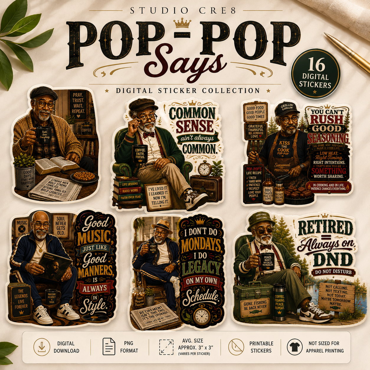 Pop-Pop Says Sticker Bundle