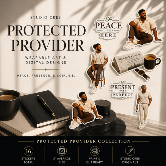Promotional image for 'Protected Provider' collection by Studio Cre8, featuring digital stickers of African American Men.